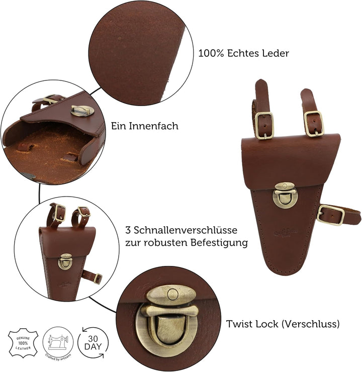 Gusti Rahmentasche Leder - Stephen R. Fahrradtasche für Werkzeug Ledertasche Vintage Braun Leder