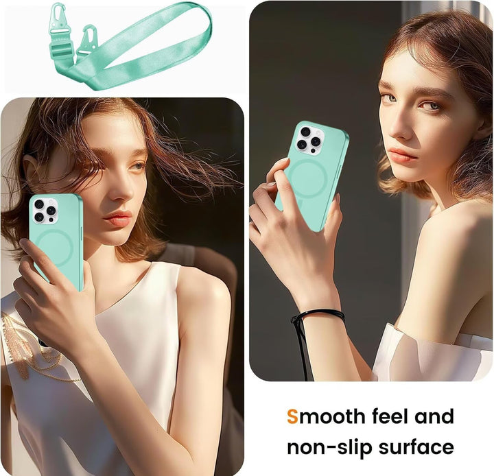Handykette für Samsung Galaxy A72 5G Hülle mit Band [Kompatibel mit Magsafe] Flüssig Silikon Necklac
