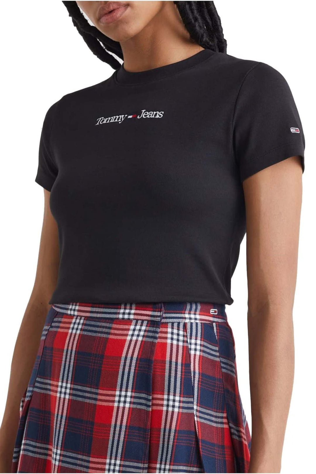 Tommy Jeans Damen Kurzarm T-Shirts S Schwarz, S Schwarz