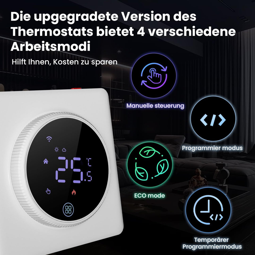 AVATTO Thermostat Für Wasser Fussbodenheizung und Gasboiler，Smart WiFi Thermostat Programmierbar Rau