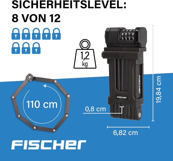 FISCHER FAHRRAD PROTEC FN110 Faltschloss, Schwarz