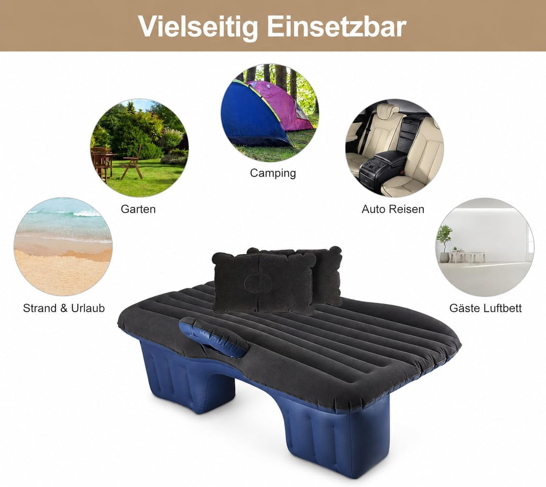 Auto Luftmatratze 138x85cm Aufblasbare Matratze für Rücksitz &amp; Kofferraum, Tragbares Auto Reisebett