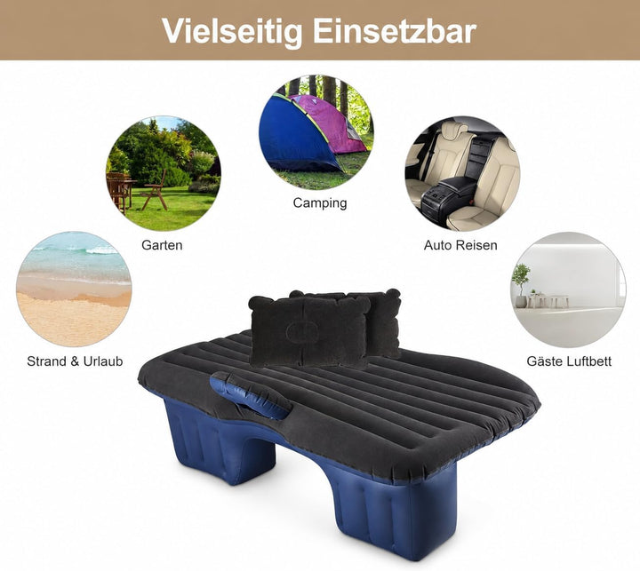 Auto Luftmatratze 138x85cm Aufblasbare Matratze für Rücksitz &amp; Kofferraum, Tragbares Auto Reisebett