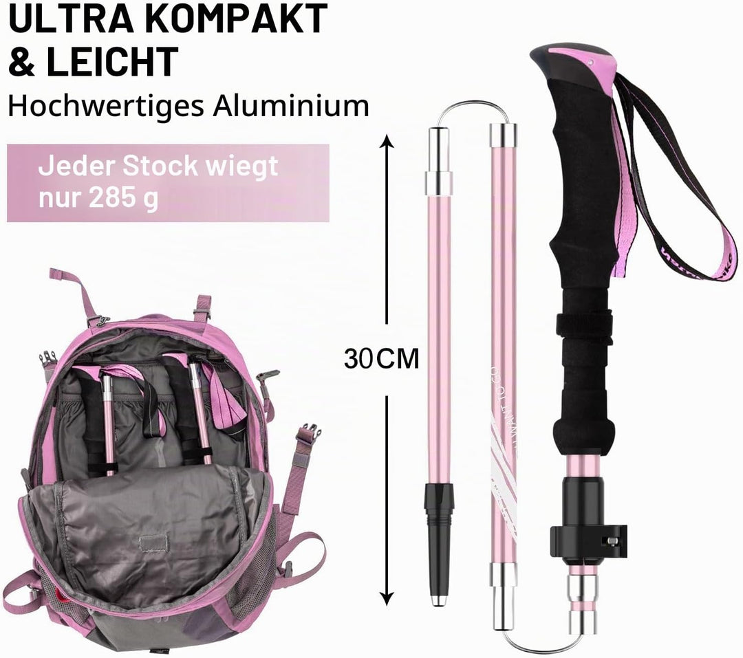 BISINNA Wanderstöcke Trekkingstöcke Nordic Walking Stöcke - 95-115 cm / 115-135 cm Faltbar Verstellb