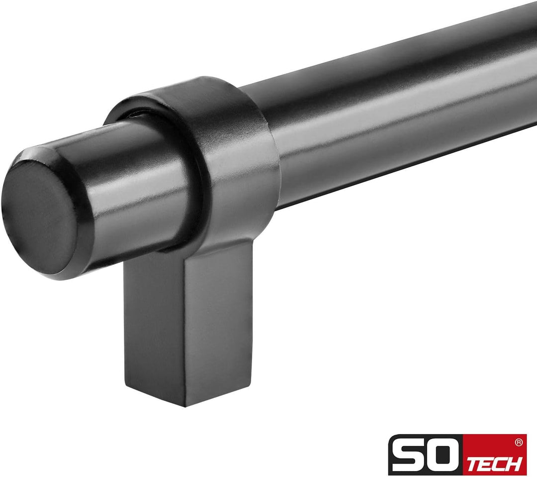 SOTECH 10er Set Möbelgriffe G20 Stahl schwarz matt lackiertStangengriffe Ø 14 mm Bohrlochabstand (BA