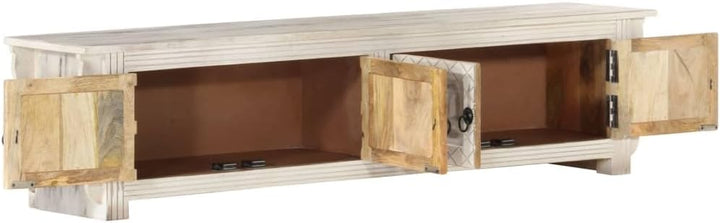 vidaXL Mangoholz Massiv TV Schrank mit 4 Türen Lowboard Fernsehtisch Fernsehschrank TV Möbel Board S