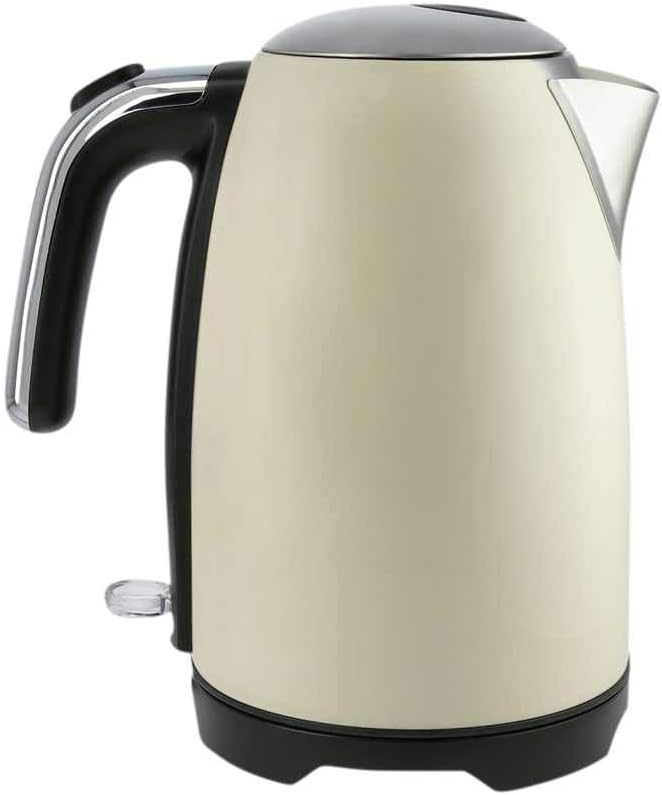 KHG Retro Wasserkocher WK-1714 CE Edelstahl creme beige 1,7 Liter, auswaschbarer Kalkfilter, Wassers