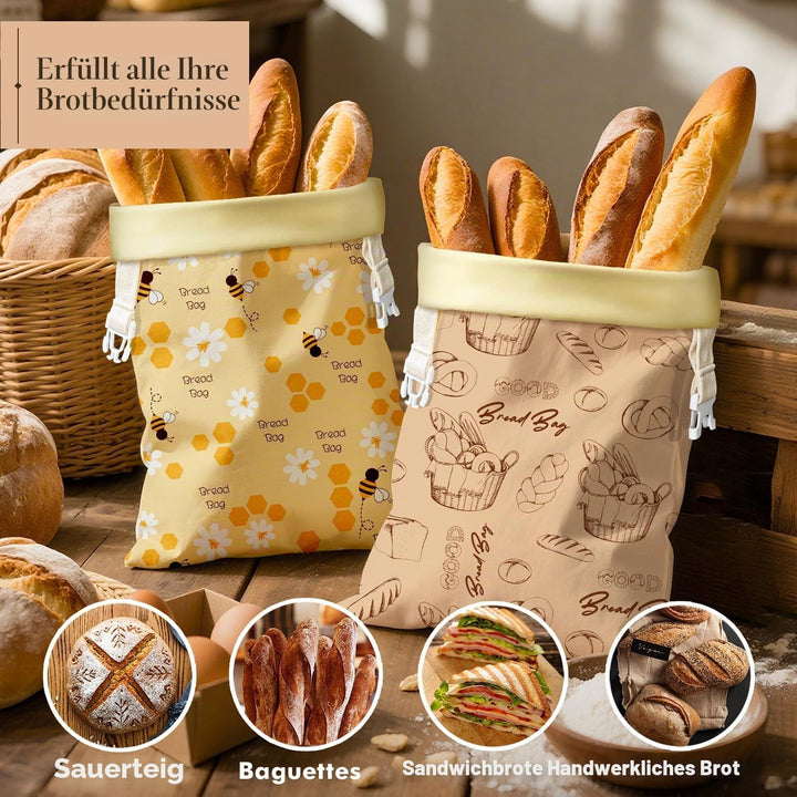 Aofmee Wiederverwendbare Bienenwachs Brotbeutel 43×33 cm, natürliche Bienenwachs-beschichtete Baumwo