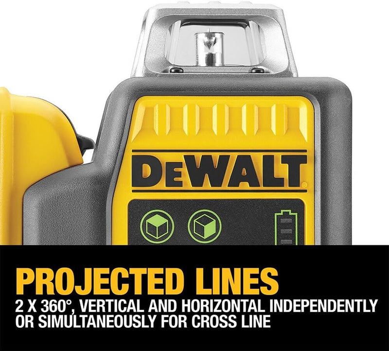 Dewalt 10,8 Volt 2x360° Linienlaser, Grün DCE0811D1G (Selbstnivellierend, horizontal & vertikal, ink