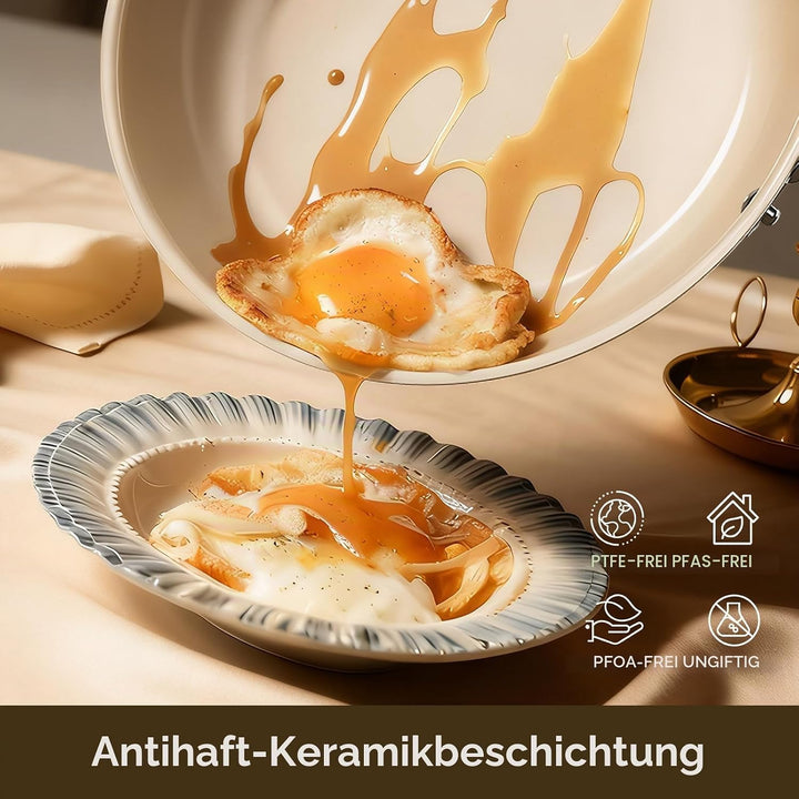 Keramik-Antihaft-Pfannen-Set, Bratpfanne, ungiftige Pfannen zum Kochen, Eierpfannen, Induktionsgeeig