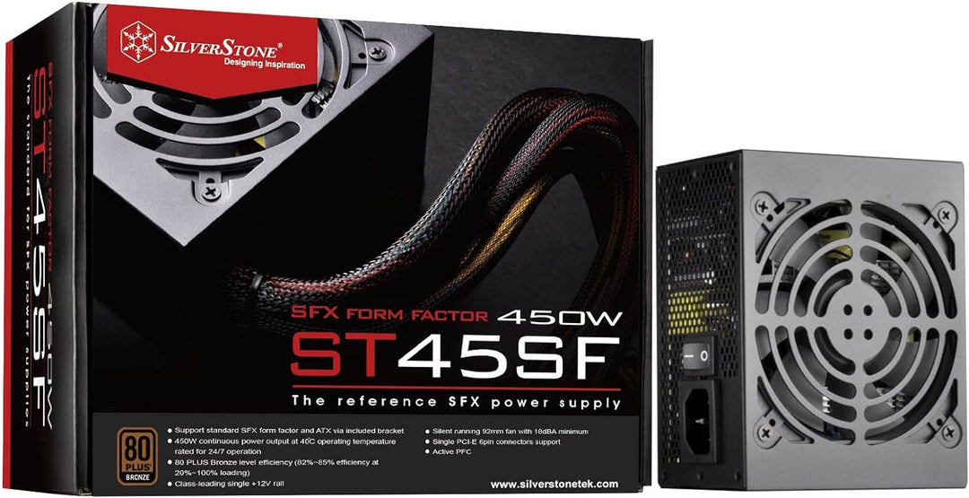 SilverStone SST-ST45SF v 3.0 - SFX Serie, 450W 80 Plus Bronze flüsterleises PC-Netzteil mit 92 mm-Lü