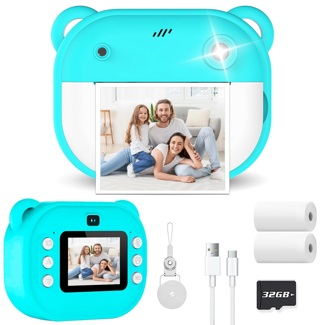 Sofortbildkamera für Kinder mit Drucker, 48MP & 1080P Digitalkamera mit 2,4 Zoll Display, Kinderkame