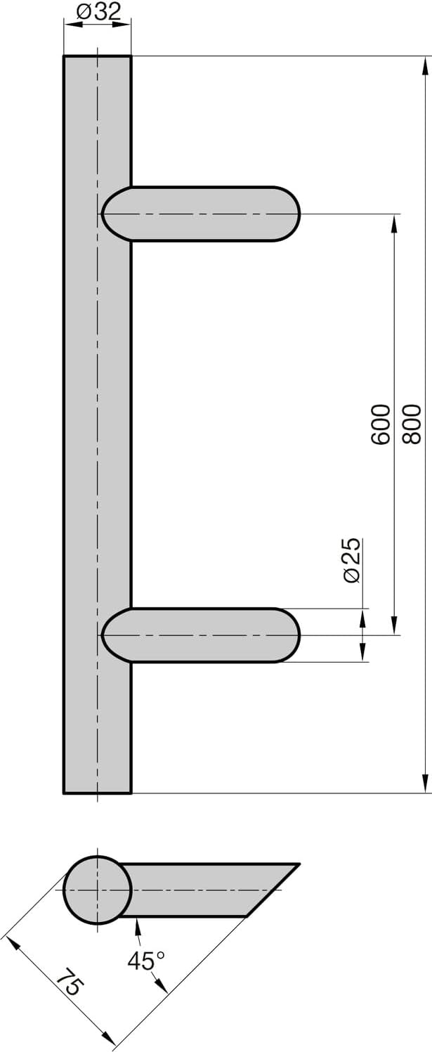 BASI Stossgriff | Stangengriff | verschiedene Ausführungen | 45° Stützen | Haustürgriff mit Montages