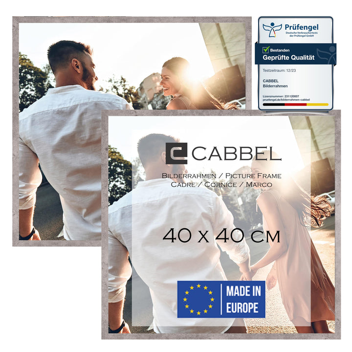 CABBEL Doppelpack (2er Set) Bilderrahmen 40x40 cm, Grau/Beton, stabiles MDF-Holz Rahmen, bruchsicher
