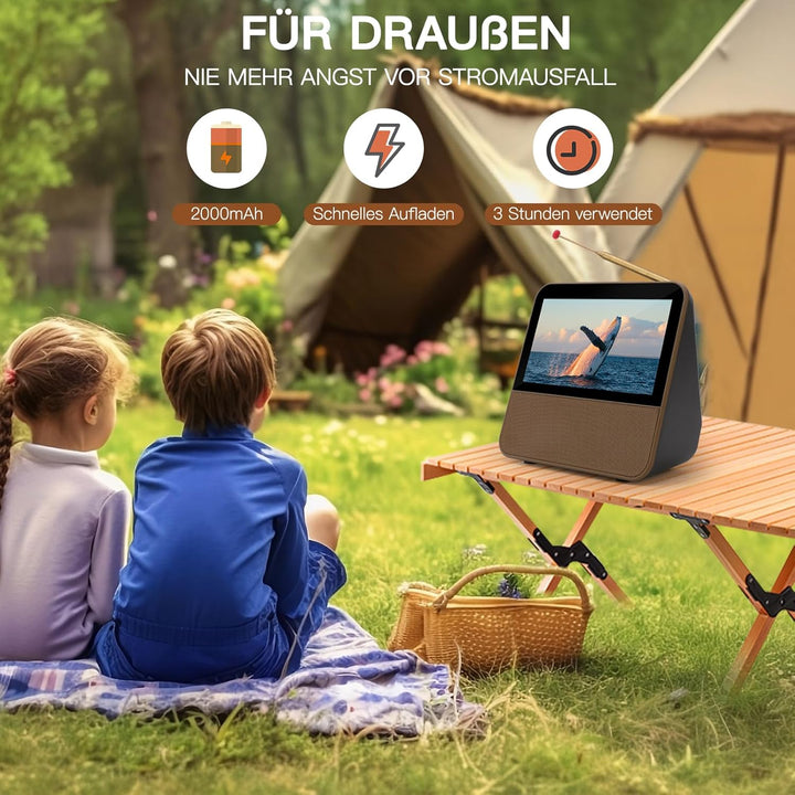 HassoKon Digitaler Tragbarer Fernseher DVB-T2, 1080P HD Mini TV DAB+,DSP Digitalfernsehen USB Mediap