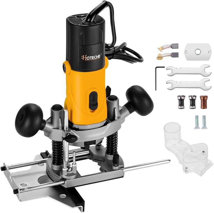 Hoteche 850W Oberfräse mit 30mm max Arbeitstiefe - Elektrische Holzfräse mit Kupferdrahtmotor, 11500