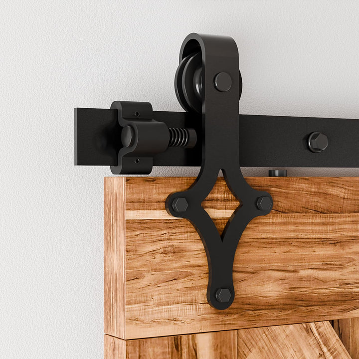 Wolfbird Hardware Kit Scheunentür 200cm-6.6ft Schiebetürsystem Schienen Kit, mit verstellbaren Boden