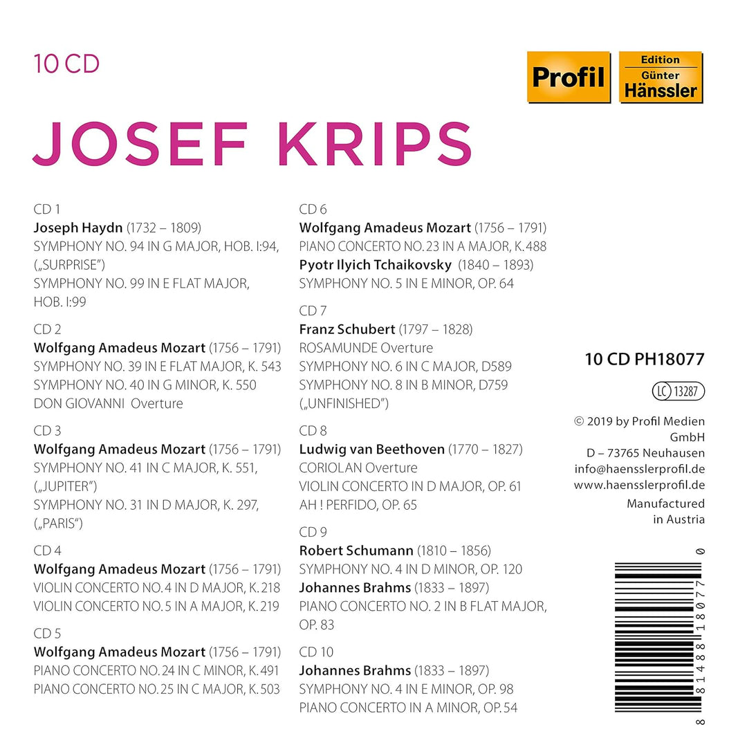 Josef Krips Collection, Audio-CD
