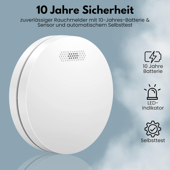 Aroha Link Rauchmelder Vernetzt - 10 Jahre Batterie - Rauchwarnmelder - Feuermelder Vernetzbar, Bran
