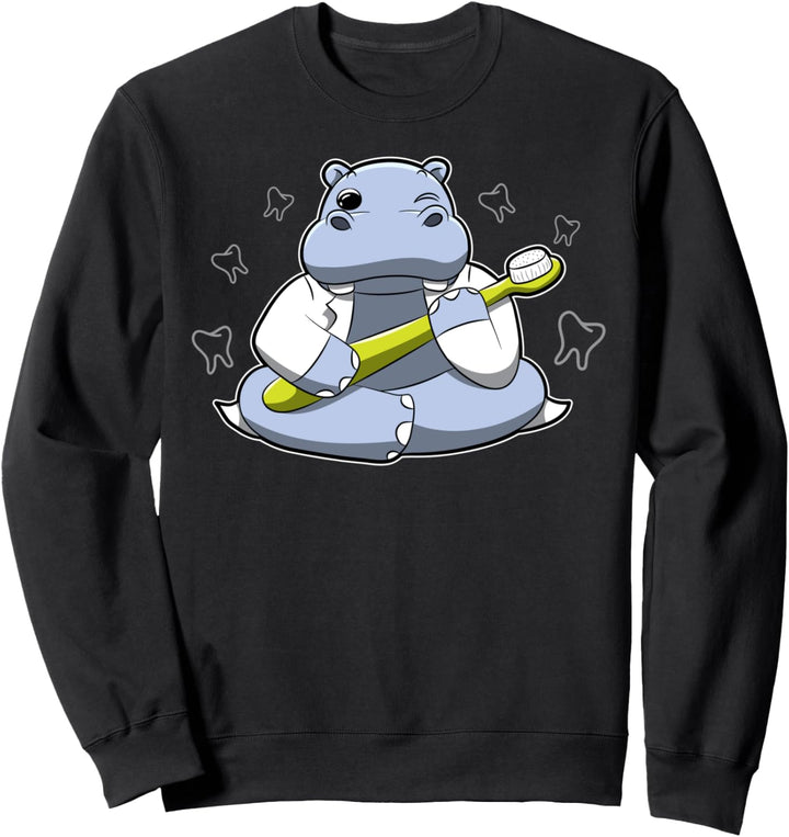 Doktor Nilpferd - Lustiges Zahnarzt-Tier - Flusspferd Sweatshirt