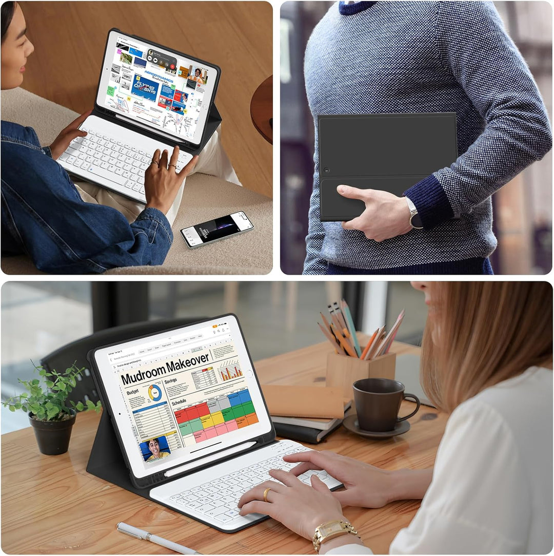 Tastatur Hülle für iPad 10.2 Zoll (9./8./7. Generation - 2021/2020/2019), Soft TPU Rückseite Gehäuse