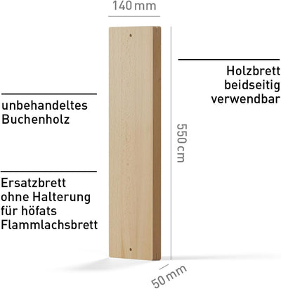 höfats - Ersatzbrett Flammlachsbrett - Flammlachs Räucherbrett aus Buche - verstellbar zur Temperatu