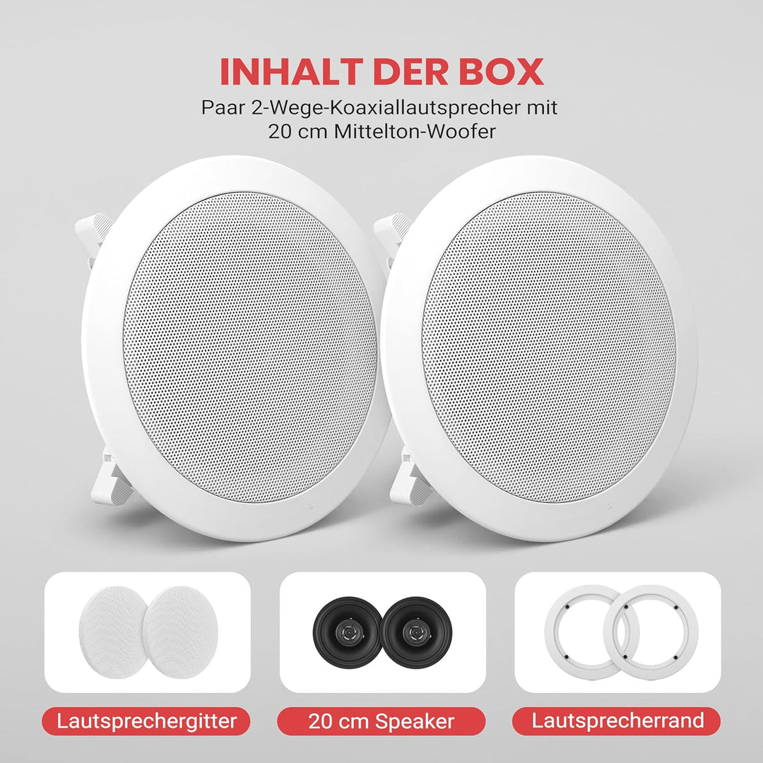 PYLE AUDIO INC PDIC81RD 8 Zoll 2-Wege-Flush Mount Unterputzkabel Einbau-Lautsprecher zur Montage an