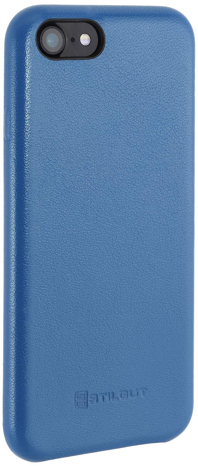 STILGUT Premium Leder-Cover kompatibel mit iPhone SE 2020/iPhone 8/iPhone 7 aus Nappaleder, Aquablau