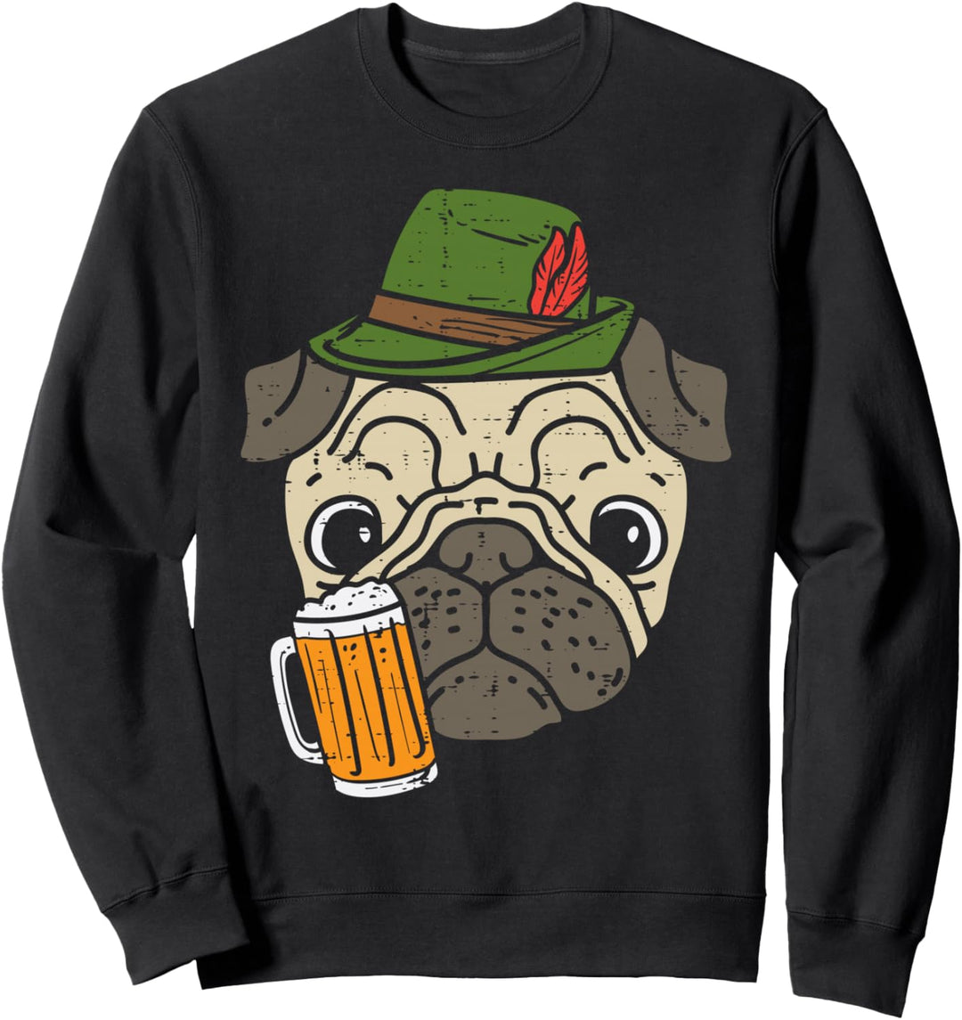 Deutsches Mopsgesicht Oktoberfest Bayerischer Hundebesitzer Herren Damen Sweatshirt