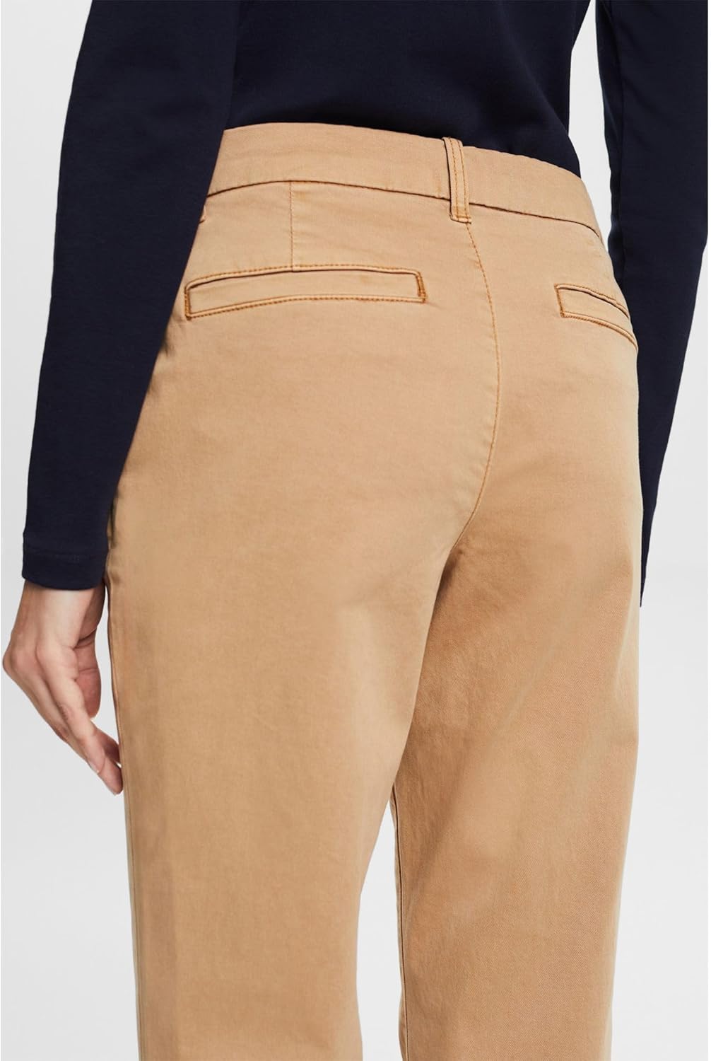 ESPRIT Chinohose in gerader Passform mit mittelhohem Bund 38W / 32L Beige, 38W / 32L Beige