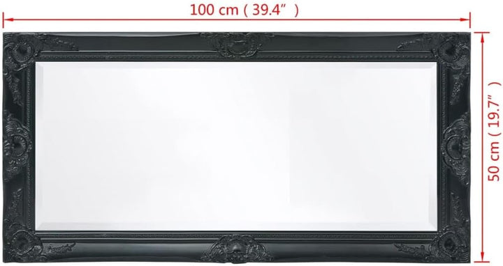 vidaXL Wandspiegel Garderobe Spiegel Badspiegel Antik Barock 100x50 cm Schwarz, Schwarz