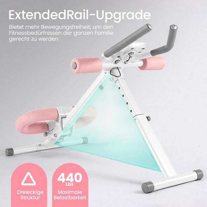 Ab Trainer Abdominal Muscle Machine Adjustable for Home Gym, Foldable And Space-Saving, Quiet Wheels