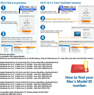 XINGLT A1382 A1286 Akku Ersatz Laptop Akku für a1286 MacBook Pro 15 Zoll A1382 Akku Ersatz Hohe Leis