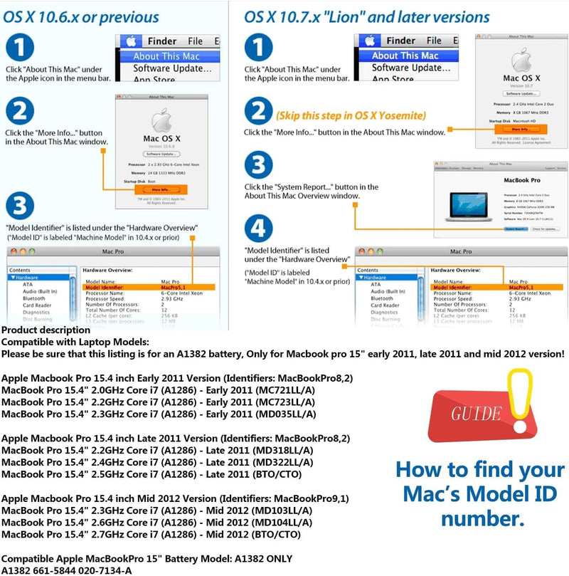 XINGLT A1382 A1286 Akku Ersatz Laptop Akku für a1286 MacBook Pro 15 Zoll A1382 Akku Ersatz Hohe Leis