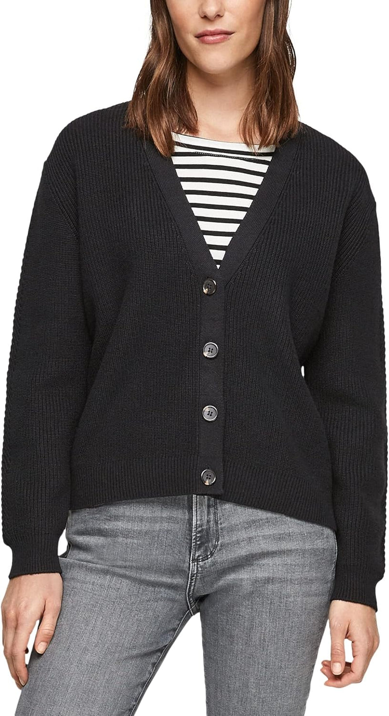 s.Oliver Cardigan aus Baumwollmix 46 9999 Schwarz, 46 9999 Schwarz