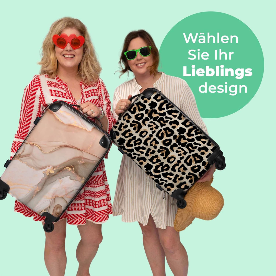 Teenager Mädchen Geschenke Trolley Koffer Reisetasche mit Rollen Suitcase Kinder - Panther Druck - T