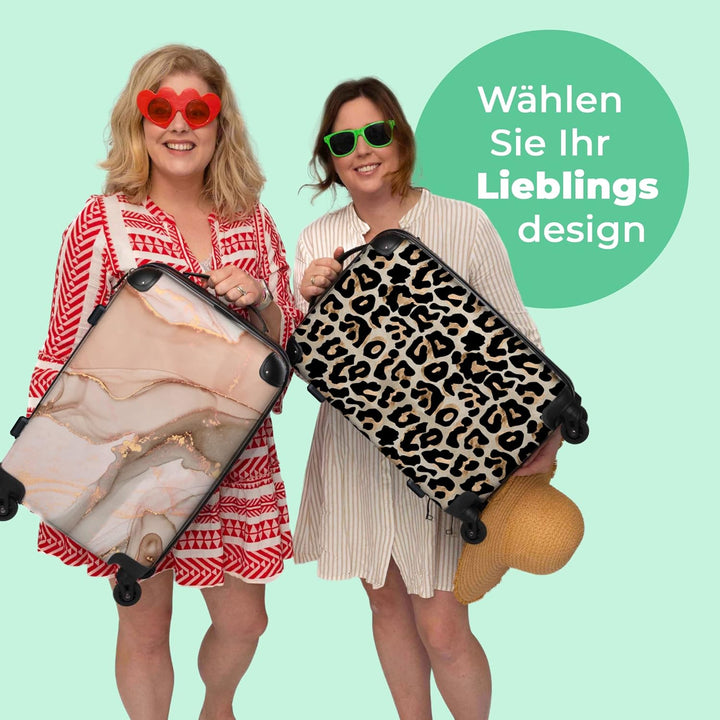 Teenager Mädchen Geschenke Trolley Koffer Reisetasche mit Rollen Suitcase Kinder - Panther Druck - T