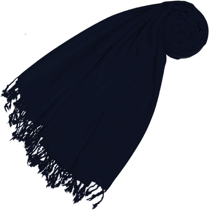 Lorenzo Cana Herren Schal Schaltuch 50% Kaschmir 50% Wolle Tuch Uni Schal einfarbig Marineblau Navy
