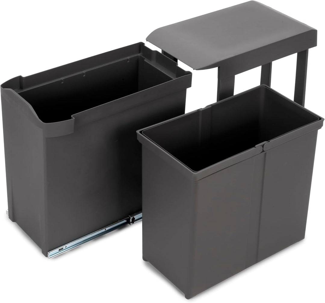 Emuca - Recyclingbehälter für Küche, 1 x 30 Liter, Unterseitigbefeistigung und automatische Extrakti