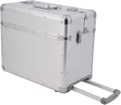 XXL Pilotenkoffer mit Rollen mit Trolley von SONOVO aus Aluminium in Silber 45165 | Alukoffer, Akten