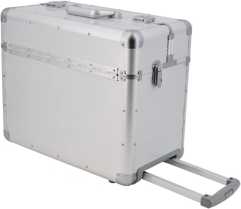 XXL Pilotenkoffer mit Rollen mit Trolley von SONOVO aus Aluminium in Silber 45165 | Alukoffer, Akten