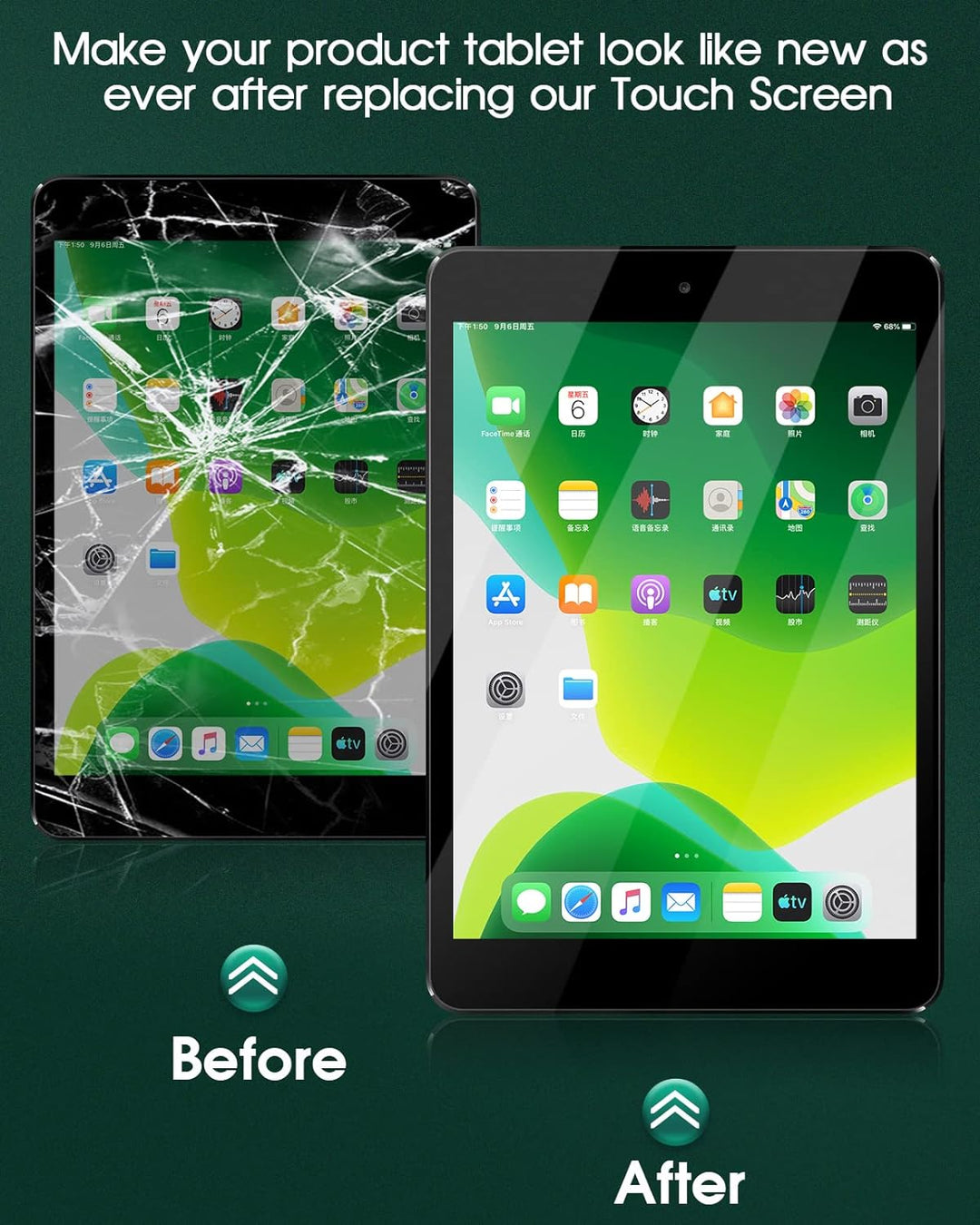 Touchscreen-Digitizer-Glas für iPad Pro 9.7 2016 Generation, für A1673 A1674 A1675 Touch-Display-Pan