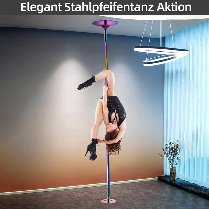 PRIOR FITNESS Pole Dance Tanzstange 45mm von 2,35 bis 2,74 m Höhenverstellbar,2 Modi: drehend/statis