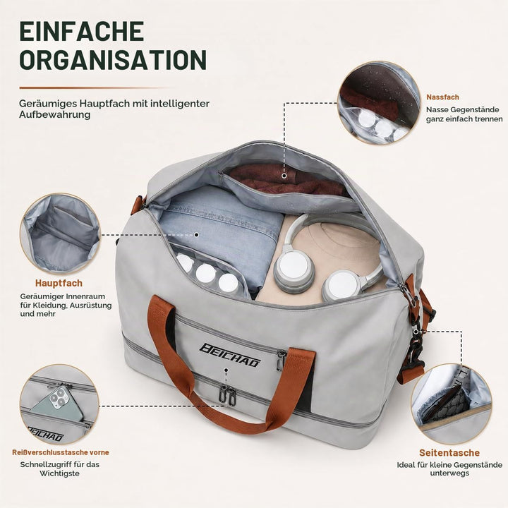lafo Sporttasche &amp; Reisetasche für Damen und Herren, Wochenendtasche Gym Bag, wasserdichte Schwimmta