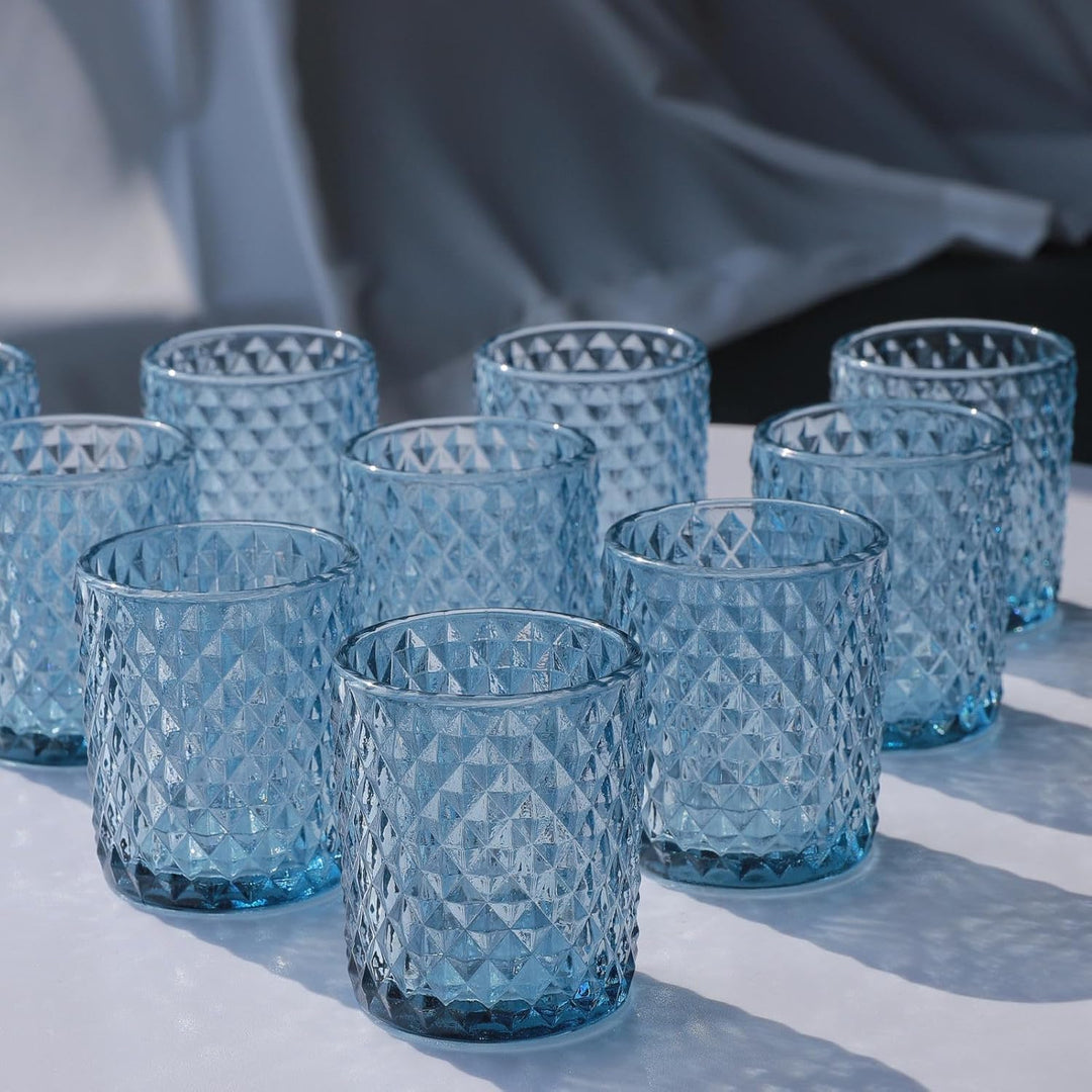 Vohocandle 12 Stück Blaue Teelichtgläser aus Glas für Hochzeit, Tischaufsatz, Teelichthalter Glas fü
