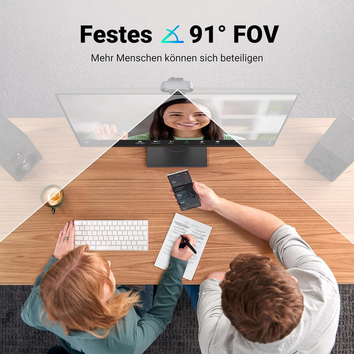 UGREEN Webcam 2K 30FPS Full HD, Webcam mit Dual Mikrofon, 91° Sichtfeld, Sichtschutz, Autofokus, Aut