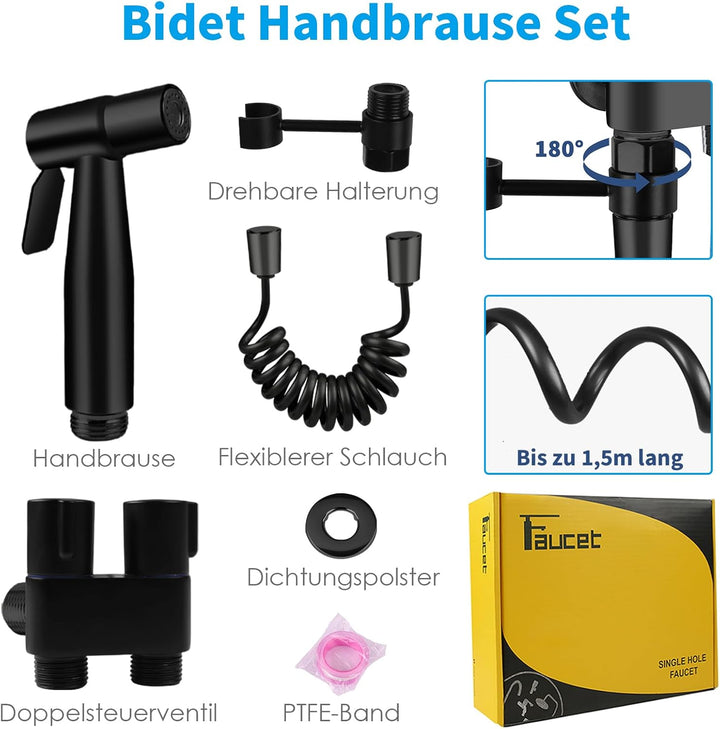 Edelstahl Bidet Handbrause für Toilette mit Dual-Modus (Jet/Sanft Sprayer), WC Dusche Hand Bidet Set