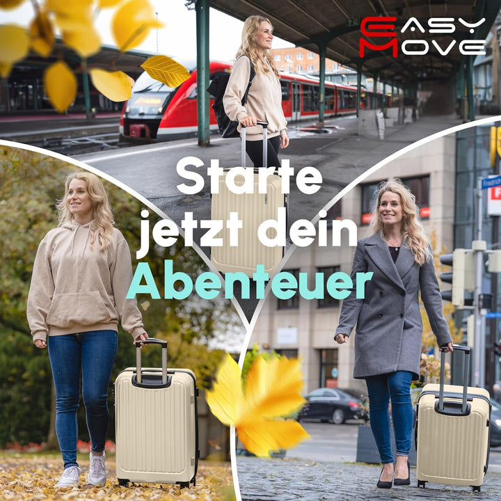 Easy Move ABS Hartschalenkoffer [ERGONOMISCH & SICHER] - Grosser Trolley Koffer mit 360° Rädern, Zah