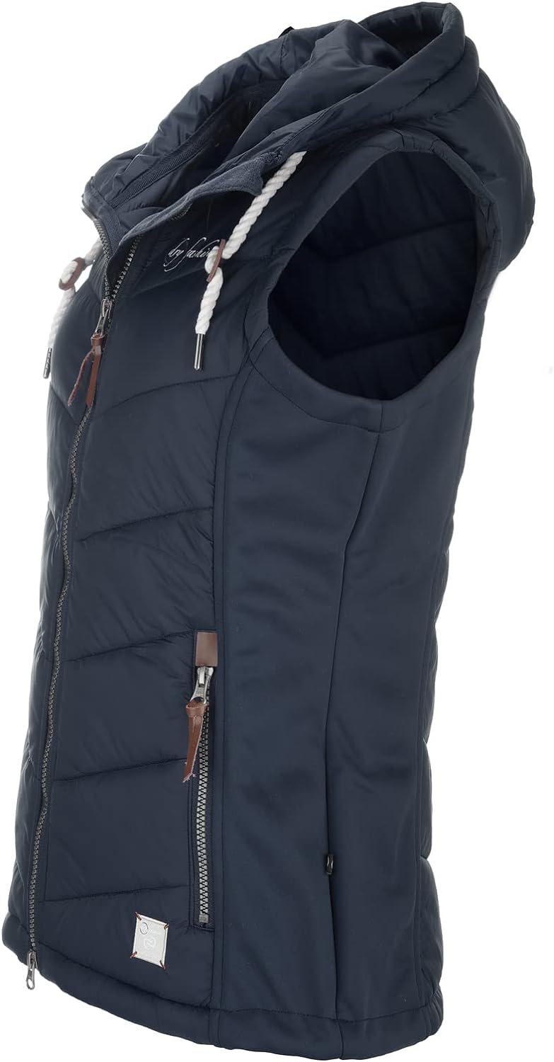 Dry Fashion Damen Weste Malente - Steppweste Damen Outdoor Weste mit Kapuze Übergangsweste gesteppt