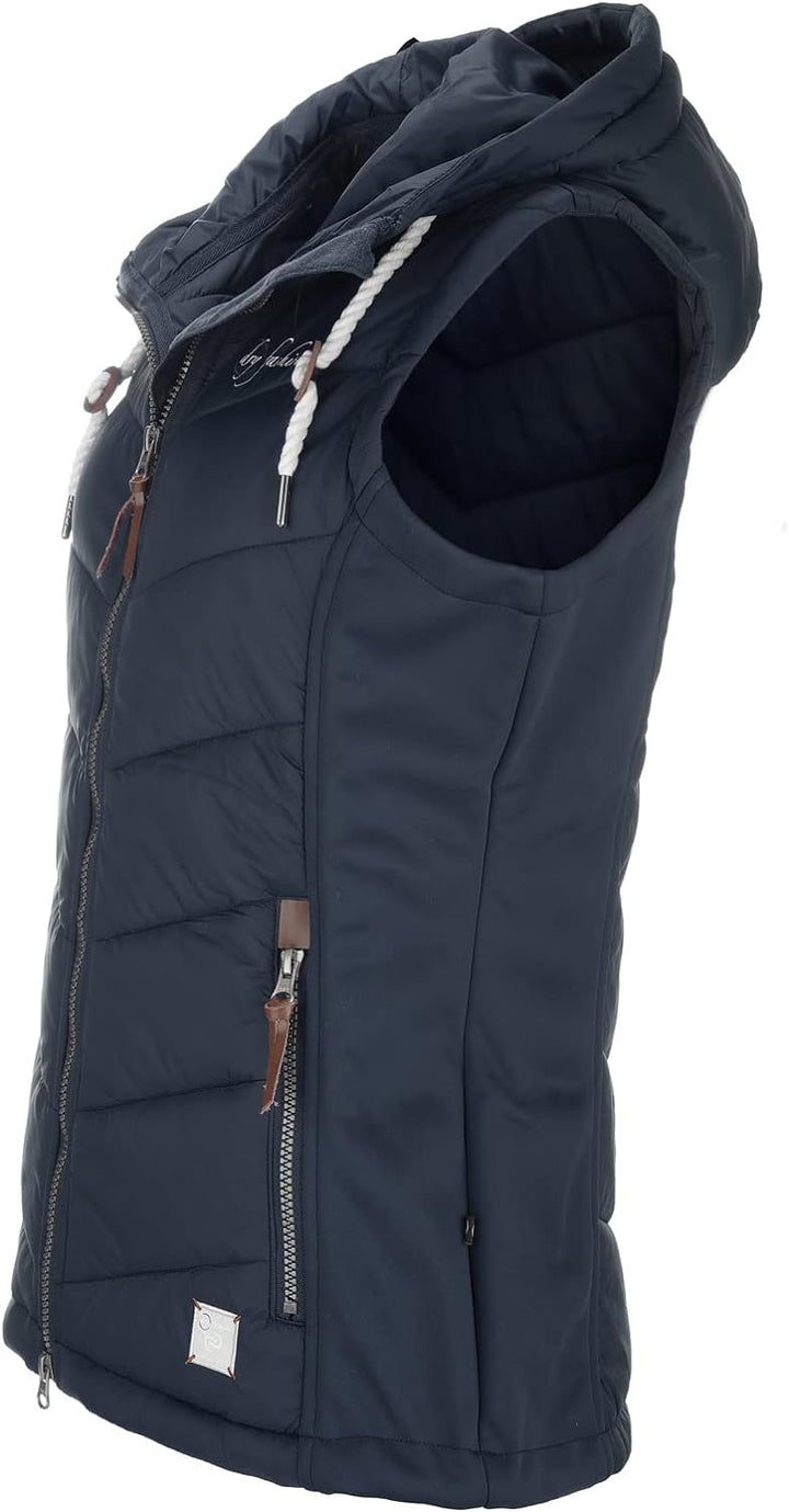 Dry Fashion Damen Weste Malente - Steppweste Damen Outdoor Weste mit Kapuze Übergangsweste gesteppt